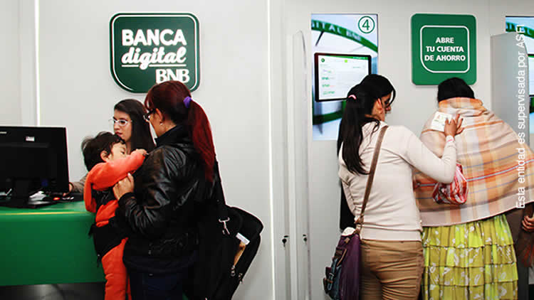 Punto digital del Banco Nacional de Bolivia (BNB).