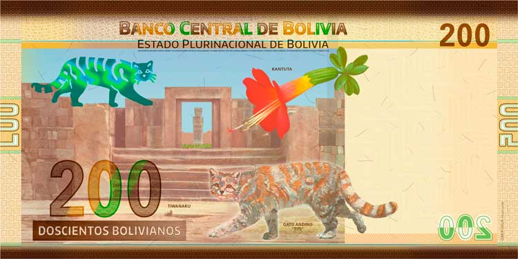 Reverso del nuevo billete de 200 Bs Reverso del nuevo billete de 200 Bs