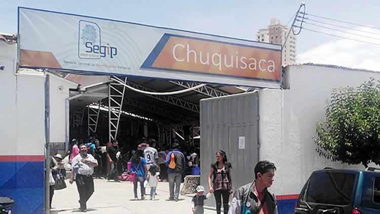Servicio General de Identificación Personal (Segip) en Chuquisaca