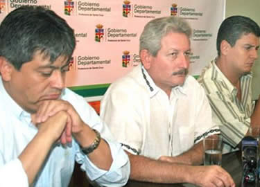 Mario Cossío, Rubén Costas, y Ernesto Suárez; gobernadores electos de Tarija, Santa Cruz y Beni, respectivamente.
