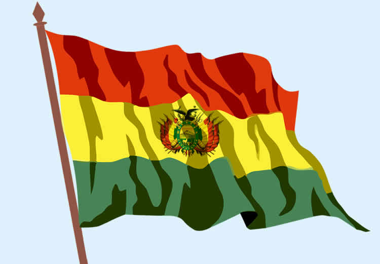 La bandera boliviana, con los colores Rojo Amarillo y Verde.