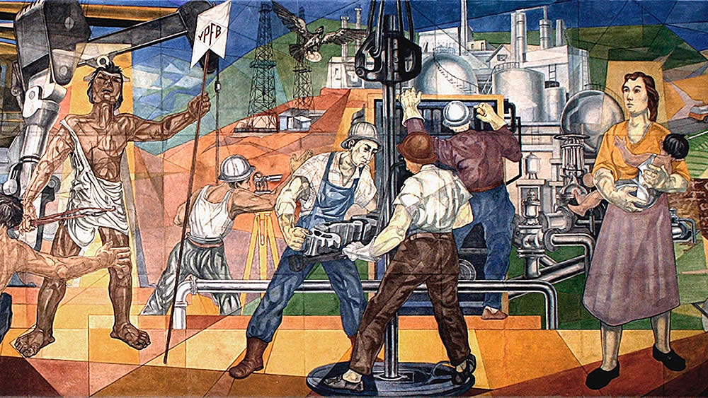 Mural “Historia del petróleo en Bolivia” de Solón Romero