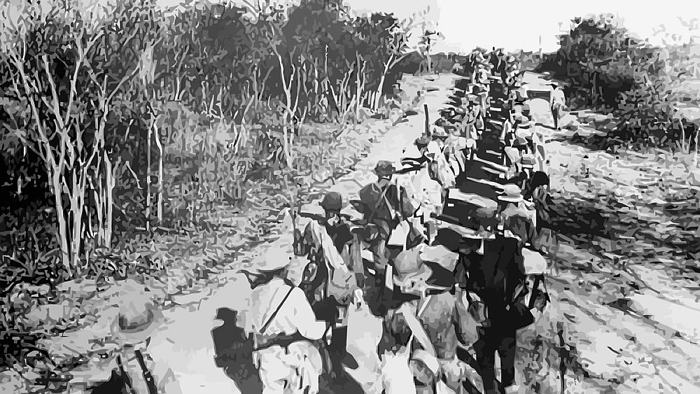 Soldados marchando en la Guerra del Chaco